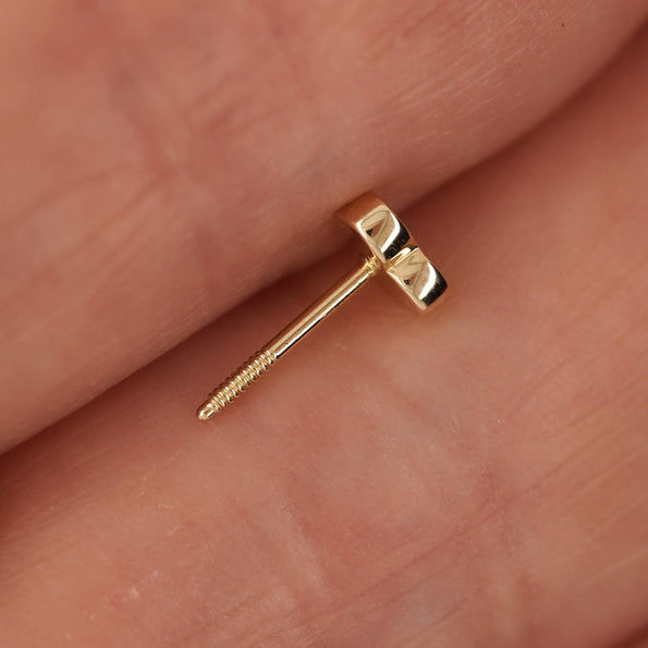 Mini 14k Gold Heart Stud Earrings On Screw Backs