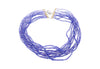 Multi-Strand Blue Tanzanite Beads & Round Cut Diamond Necklace in 18K White Gold