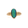 Natural 0.12 Carat Diamond with Black Opal Doublet in 18K & 14K Yellow Gold Ring