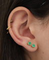 Natural 0.50 Carat 4mm Colombian Emerald 4-Prong Basket Stud Earring in 14K Gold