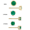 Natural 1/2 Carat 4mm Natural Emerald Stud Earring in 14K Yellow Gold-Earrings-ASSAY