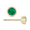 Natural 1/2 Carat Emerald Round Bezel Stud Earrings in 14K Yellow Gold-Earrings-ASSAY