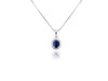 Natural 1.20 Carat Oval-Cut Blue Sapphire and Diamond Halo Pendant Necklace