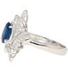 Natural 1.52 Carat Oval Blue Sapphire and Diamond Platinum Floral Ring