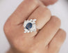 Natural 1.52 Carat Oval Blue Sapphire and Diamond Platinum Floral Ring