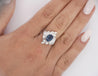 Natural 1.52 Carat Oval Blue Sapphire and Diamond Platinum Floral Ring