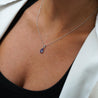 Natural 2 Carat Pear Cut Tanzanite in 18K White Gold Teardrop Pendant Necklace