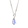 Natural 2 Carat Pear Cut Tanzanite in 18K White Gold Teardrop Pendant Necklace