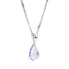 Natural 2 Carat Pear Cut Tanzanite in 18K White Gold Teardrop Pendant Necklace