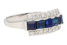 Natural 2.28 Carat Blue Sapphire & Diamond Cluster 5 Stone Platinum Ring