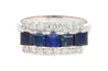 Natural 2.28 Carat Blue Sapphire & Diamond Cluster 5 Stone Platinum Ring