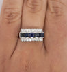 Natural 2.28 Carat Blue Sapphire & Diamond Cluster 5 Stone Platinum Ring