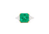 Natural 3.76 Carat Colombian Emerald and Trillion Cut Diamond  3-Stone Ring in 18K Gold