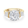 Natural 4.21 Carat Round Diamond Engagement Ring With Baguette Diamonds in Two Tone 18k Gold-Engagement Ring-ASSAY