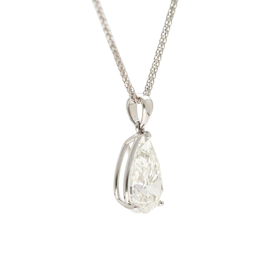 Natural 5.02 Carat Pear Cut Diamond G/SI2 Solitaire Pendant Necklace