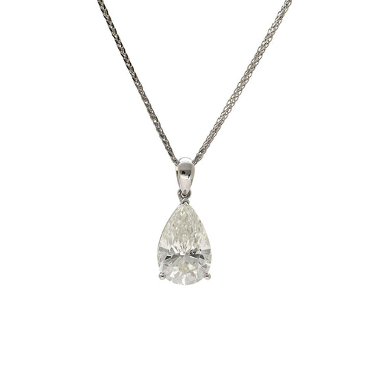 Natural 5.02 Carat Pear Cut Diamond G/SI2 Solitaire Pendant Necklace