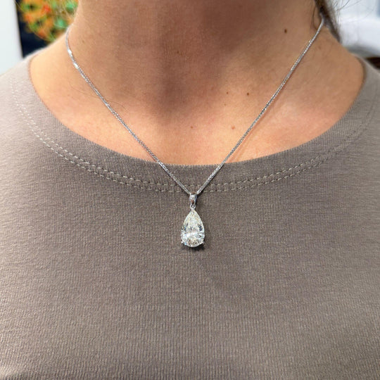 Natural 5.02 Carat Pear Cut Diamond G/SI2 Solitaire Pendant Necklace