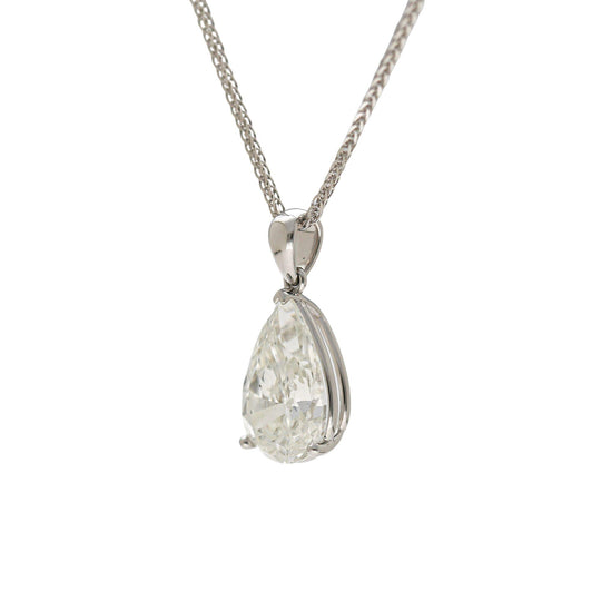 Natural 5.02 Carat Pear Cut Diamond G/SI2 Solitaire Pendant Necklace