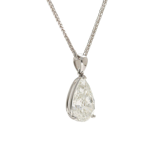 Natural 5.02 Carat Pear Cut Diamond G/SI2 Solitaire Pendant Necklace