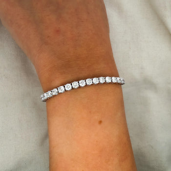 Natural 9 Carat Round Diamond 4-Prong Box 14K White Gold Tennis Bracelet – Assay Jewelers