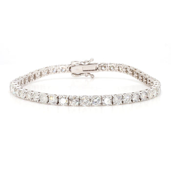 Natural 9 Carat Round Diamond 4-Prong Box 14K White Gold Tennis Bracelet – Assay Jewelers