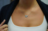 Natural Blue and White Diamond Cluster Butterfly Charm Floating Pendant Necklace-Necklace-ASSAY