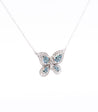 Natural Blue and White Diamond Cluster Butterfly Charm Floating Pendant Necklace