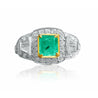 Natural Colombian Emerald Cocktail in 18k white gold Ring