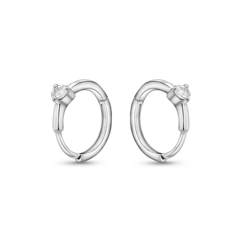 Natural Diamond 14K Huggie Hoop Earrings Multi Ear Placement
