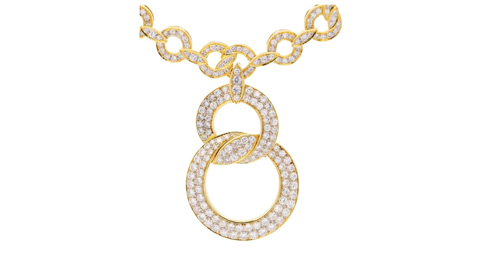 Natural Diamond 16 Carat Round-Brilliant Cut Interlocking Circle Pendant Necklace in 18K Yellow Gold-Necklace-ASSAY