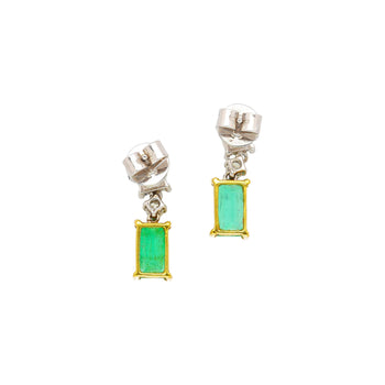 Natural Elongated Emerald and Diamond Drop Earrings in 18K Gold – Assay Jewelers