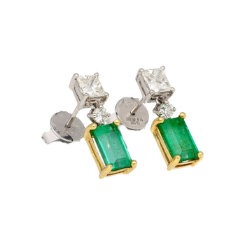 Natural Elongated Emerald and Diamond Drop Earrings in 18K Gold – Assay Jewelers