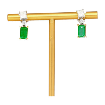 Natural Elongated Emerald and Diamond Drop Earrings in 18K Gold – Assay Jewelers