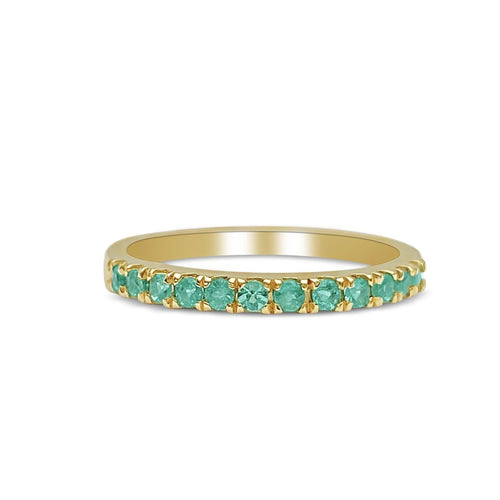 Natural Emerald Band in 14k Yellow Gold Wedding Band