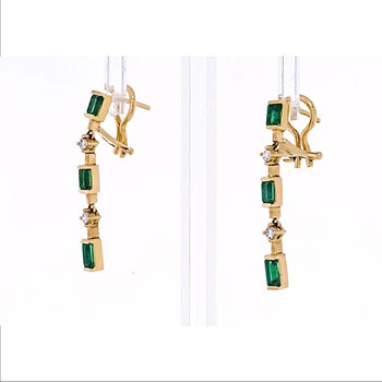 Natural Emerald Drop Earrings in 14k Gold Clip On Closure – Assay Jewelers