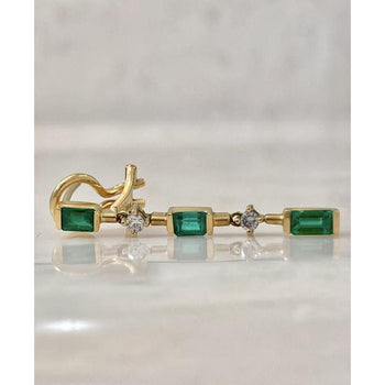 Natural Emerald Drop Earrings in 14k Gold Clip On Closure – Assay Jewelers