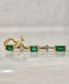 Natural Emerald Drop Earrings in 14k Gold Clip On Closure