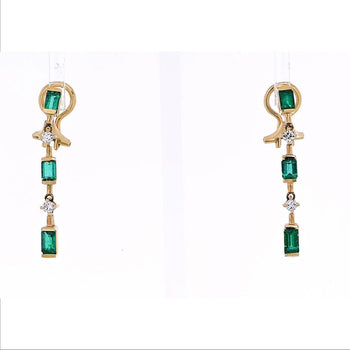Natural Emerald Drop Earrings in 14k Gold Clip On Closure – Assay Jewelers