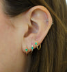 Natural Emerald Multi Placement Huggie Earrings In 14K White Gold