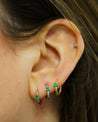 Natural Emerald Multi Placement Huggie Earrings In 14K White Gold