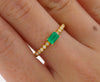 Natural Emerald and Diamond Ribbed Thin Stack Ring in 18K Gold