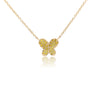 Natural Fancy Yellow Diamond 18K Yellow Gold Butterfly Charm Floating Necklace