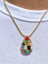 Natural Gemstone Cluster Pendant and 14k gold Necklace