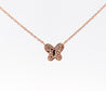 Natural Pink Diamond Butterfly Charm Floating Pendant Necklace in 18K Rose Gold