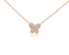 Natural Pink Diamond Butterfly Charm Floating Pendant Necklace in 18K Rose Gold