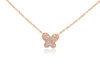 Natural Pink Diamond Butterfly Charm Floating Pendant Necklace in 18K Rose Gold