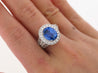 No Heat 4.79 Carat Blue Ceylon Sapphire with Diamonds in 18K Gold Ring