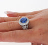 No Heat 4.79 Carat Blue Ceylon Sapphire with Diamonds in 18K Gold Ring