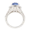 No Heat 4.79 Carat Blue Ceylon Sapphire with Diamonds in 18K Gold Ring