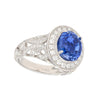 No Heat 4.79 Carat Blue Ceylon Sapphire with Diamonds in 18K Gold Ring